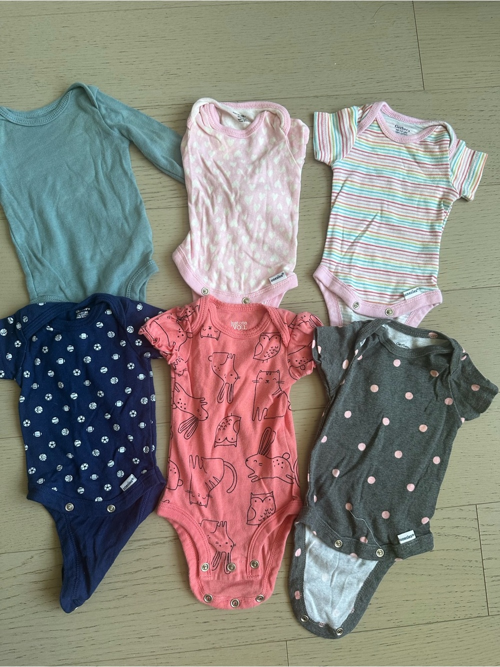 Baby Girls Mixed Short-Sleeve Onesies Pack - Pink, Coral, Gray, Blue